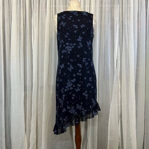 Vintage City Triangles Blue Asymmetric Dress
